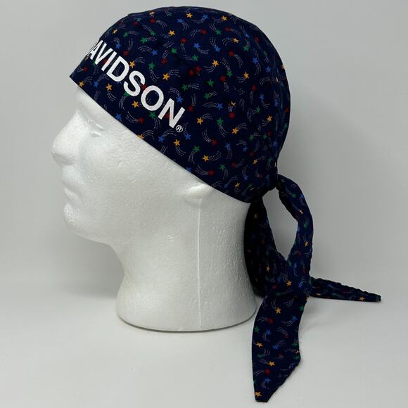 Harley Davidson Skull Cap Head Scarf Bandana Do Rag Durag HD Shooting Stars Blue - Picture 4 of 8